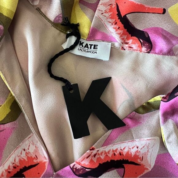 KATE L'ALTRAMODA Vibrant High Heel Print Dress Size M - Picture 7 of 8